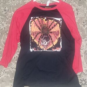 Red and Black Graphic Raglan Shirt